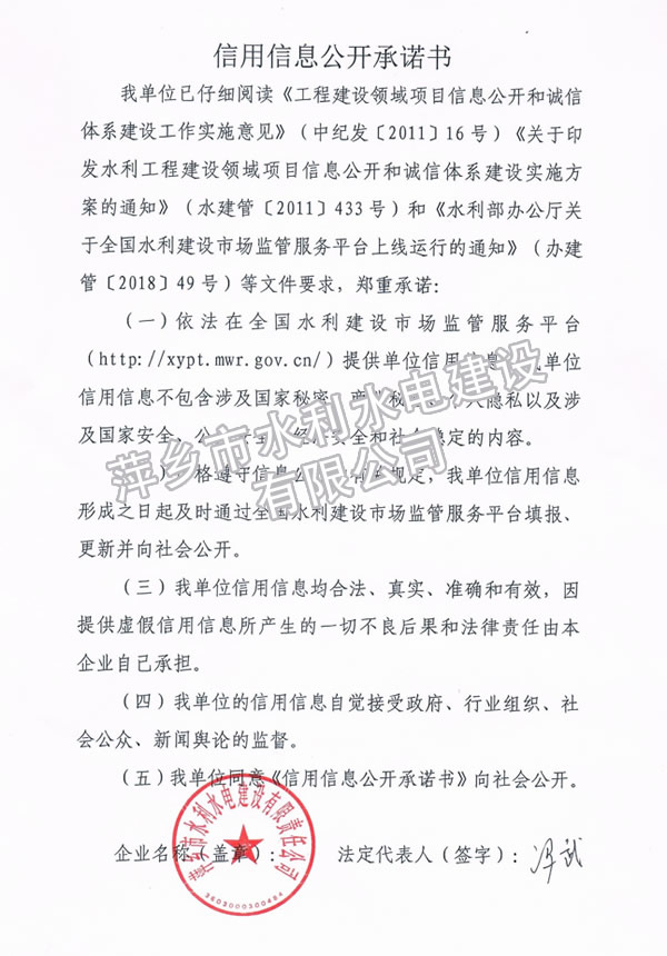 信用信息公开承诺书